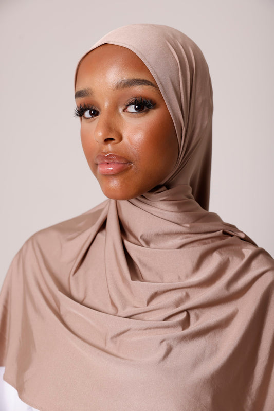 Satin Jersey Hijab - Silk Brown