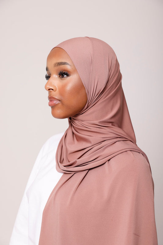Premium Jersey Hijab - Mocha Rose