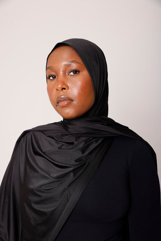 Satin Jersey Hijab - Black
