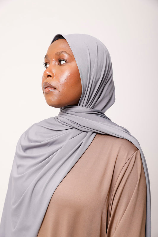 Premium jersey hijab - Light grey