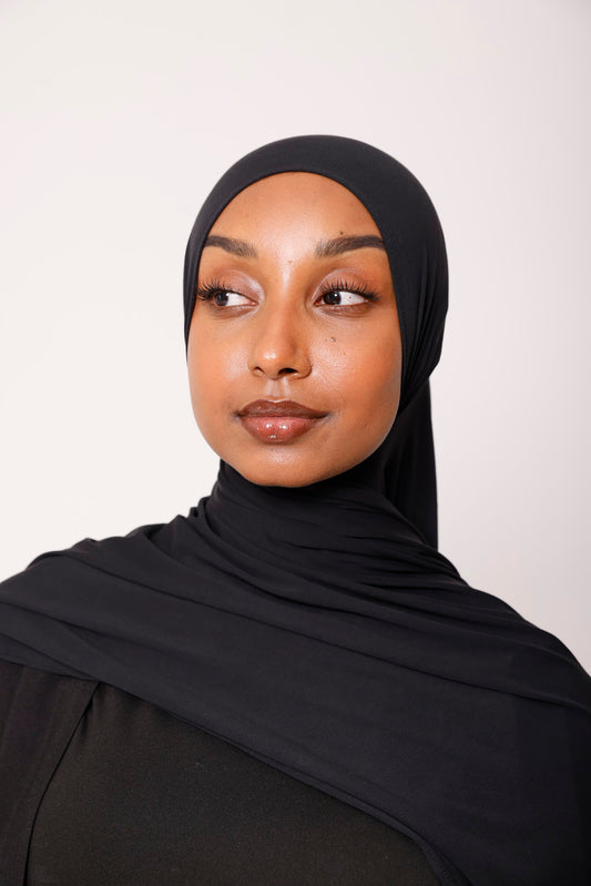 Breathable Jersey Hijab - Black