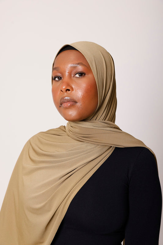 Premium Jersey Hijab - Olive Lumière